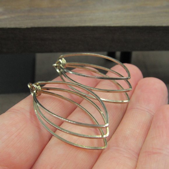 Sterling Silver Odd Style Rustic Earrings Vintage - Picture 2 of 5